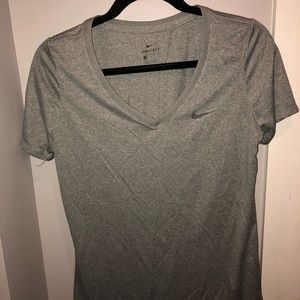 Gray Nike dri-fit v neck tee
